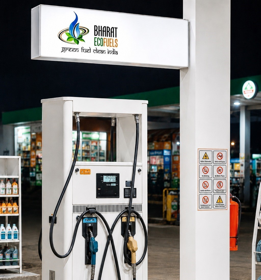 Charging a vehicle at a Bharat Eco Fuel station